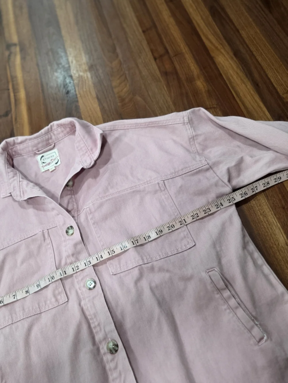 Stoosh Womens Cropped Jacket Pink Button Front Utility Shacket Short Sleeve Boxy